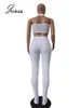 Joskaa lente twee stuk set vrouwen halter mouwloze casual corset bijgesneden top hoge taille potlood flare broek trainingspakken outfits x0428