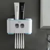 Автоматическая зубная паста диспенсер для пылезащитный держатель зубной щетки с чашками без ногтя стена стены полки аксессуары для ванной комнаты 210322