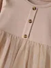 Baby Contrast Mesh Ruffle Trim Fake Button Flounce Sleeve Dress SHE