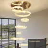 Modern stairwell chandelier duplex building crystal villa living room lamps and lanterns simple round staircase long chandeliers