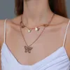butterfly charm layered necklace
