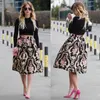 Saias Sexy Mulheres Retro Retro Floral Cantura Pleated Party A-Line Midi Skater Skation Feminino Vintage