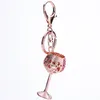 Moda Brilhante Rhinestone Copo de Vinho Keychain Keyring Decor Bag Key Pingente