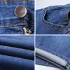 Homens de verão Negócios Blue Denim Shorts Slim Fit Calças de Jeans Fashion Clássico Preto Estiramento Casual 210714