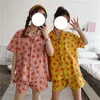 Корейский пижам для женщин Kawaii номер носить весна лето пижама сладостные Pijama с коротким рукавом домашний костюм фруктовые принты первые 210809