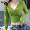 Cropped Tops Female Sexy V-neck Skinny Spring Autumn Cotton Harajuku T Shirts Women Plain Streetwear Plus Size Tshirts 210506