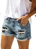 Shorts Feminino Verão Jeans Buraco Curto Leopardo Jean Casual Cintura Média Estampado Camuflado Patch Rasgado Denim Para Mulheres XXL