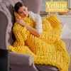 Blankets 13color Hand Chunky Knitted Blanket Thick Yarn Woollike Polyester Bulky Winter Soft Warm Throw Drop5713804