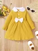 Baby Flounce Sleeve Peter-Pan Collar Bow Front Klänning Hon