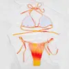 패션 여성 섹시한 비키니 여름 그라데이션 컬러 붕대 백리스 수영복 레이디 야외 해변 휴가 수영복