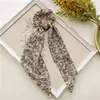 Wydrukowanie Scrunchies Floral Długą wstążką Włosy Krawat Elastyczny Zespoły do ​​włosów Ponytail Szalik Pałąk Głowy Dziewczyny Akcesoria do włosów