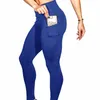 Tenue de Yoga femmes sans couture sport téléphone portable poche Leggings couleur unie haute élastique Fitness hanche levage taille pantalon