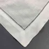 Fazzoletti unisex Tovagliette in lino bianco orlato tovaglia per occasioni speciali 14"x19" pollici