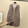 Herfst lange vest vrouwen winter thermische vest warm fleece vest vrouwelijke mouwloze jas dames vesten voor vrouwen 211008