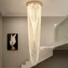 Modern Staircase Chandelier Crystal Chain Lamp For Living Room Led Home Decor Light Fixture Luxury Round Large Indoor Lighting