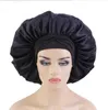 Elastic Band Large Satin Bonnet Sleeping Cap Women African Pattern Ankara Print Hat Adjustable Night Sleep Cap
