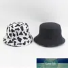 새로운 패션 뒤집을 흑백 화이트 암소 인쇄 양동이 모자 파나마 여름 태양 모자 여성을위한 어부 모자 공장 가격 전문가 디자인 품질 최신 스타일 원본