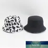 Nouveau Mode Réversible Noir Blanc Vache Imprimer Seau Chapeau Panama Été Soleil Caps Pour Femmes Hommes Pêcheur Chapeau Usine prix conception experte Qualité Dernier Style Original