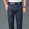 Sommer Herren Hellblau Dünne Jeans Modal Stoff Hohe Qualität Business Casual Stretch Jean Hosen Männliche Marke Hosen Dunkelgrau 211120