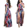 2021 summer new thanks to the trend sexy dress women's split skirt high slit feather floral dress women Y1006