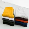 Men's Socks Solid Color Black White Gray Blue Coffee Long Socks for Men Male High Quality Cotton Knitted Breathable Crew Socks X0710