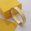 Europe America Top Designer Jewelry Lady Women Titanium Steel Black White Enamel Engraved Letter 18K Gold Bangle Bracelet 4 Color23346618