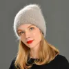 Hösthår Vinter Varma Mössor S Casual Kvinnor Solid Vuxen Cashmere Knitted Beanie Hat med Bright Wire