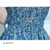 Llzacoosh verão moda mulheres mulheres impressão lanterna lenga o pescoço vintage elegante vestido festa magro com cinto 210514