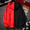 Erkekler Sıradan Zip-up Hoodie Kırmızı Siyah 2021 Hoodies Sweatshirts