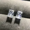 Radiant Cut 2ct Diamond Stud Earring 100% Real 925 sterling silver Jewelry Promise Engagement Wedding Earrings for Women Bridal