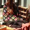 Puro artesanal retrô Mori menina artes fan knit oco lenço xaile triângulo original tassel cabo 210427