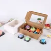 Cupcake-Boxen mit Fenster, weiß, braun, Kraftpapier-Box, Geschenkverpackung für Hochzeit, Festival, Party, 6 Tassen-Kuchenhalter, individuell gestaltet