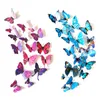 Groothandel gekwalificeerde muurstickers 12 stks Decal Sticker Home Decoraties 3D Butterfly Rainbow PVC behang voor woonkamer