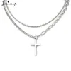 Chokers Hip Hop Double Chain Metal Key Cross Pendant Necklace For Women Men Jewelry Punk Choker Fashion Party Accessories Xmas Gif163j
