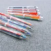 Papeterie créative simple transparent six couleurs étudiant bureau couleur moyen stylo à huile 6 stylo à bille Multi Fonction