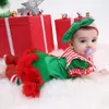 태어난 Romper Tutu Dress First Christmas Baby Clothing Girls Clown Suit 2022 년 파티 드레스 유아 옷 3pcs 세트 211018