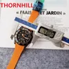 남자 시계 스톱워치 43mm 패션 캐주얼 클럭 맨 고무 실리콘 고급 쿼츠 운동 캘린더 골드 브레이슬릿 시계 완벽한 선물