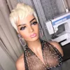613 Blonde Pixie Short Cut Bob Wig 100% Human Hair No Lace Front Straight Wigs For Women Party Cosplay