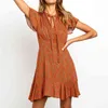 Случайные женские летние платья Boho Floral Print Beach Sunder Out Mini Party A-Line Sundress Vestidos 210508