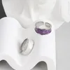 100% 925 Sterling Silver Irregular Wave Ring For Women Girls Black White Green Enamel Open Size Adjustable Rings