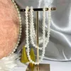 Elegant 925 Jewelry Classic Temperament Wedding Necklace 6mm Shell Pearl Cream 925 Sterling Silver Double Chain for Women