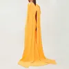 [DEAT] femmes haute qualité robe jaune sans manches col carré coupe ample tempérament mode printemps été 13D112 210527