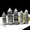 Grüne Zebra-Stein-Sechs-seitige Single-Spitzen-Säulen-Kunst-Ornamente Fähigkeit Quarzturm Mineralheilungsstäbe Reiki natürlicher Kristallpunkt
