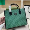 Borsa tote multicolore Borsa in tela Borse per la spesa di grande capacità Lettera classica Finiture in vera pelle Manico superiore Tracolla rimovibile Borse con chiusura a scatto