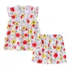 Yaz Bebek Kız Çiçek Pijama Set Kolsuz Çiçek Baskı Üst + Kısa 2 Adet / takım Butik Çocuklar Pijama M3512
