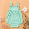 Newborn Baby Rompers Candy Color Suspender Pocket Ribbed Cotton Toddler Jumpsuits Girls Infants Bodysuits Clothes M3505