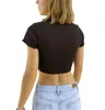 Damen-T-Shirts, Damen-T-Shirt, lässig, gestrickt, kurz, T-Shirt-Ärmel, V-Ausschnitt, dünn, gerippte Strickjacke, Crop-Tops, stilvolles Häkel-Top, abgeschnitten