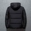 メンズホワイトアヒルダウンジャケット冬暖かいフード付き厚いフッファジャケットコート高品質ファッションオーバーコートパッカージャケット男性211110