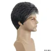 Peruca sintética masculina Black White Mix Color Perruques de Chaveux Humanos Simules Humanal Wigs Wig-M26