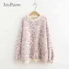 Julypalette Za Leopard Tryckt stickad tröja Kvinnor Casual Loose Långärmad Pullover Tröja Kvinna Höstens Oversize Sweater 211215